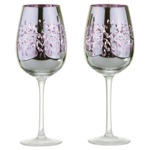 Set of 2 Filigree Wine Glasses Lilac